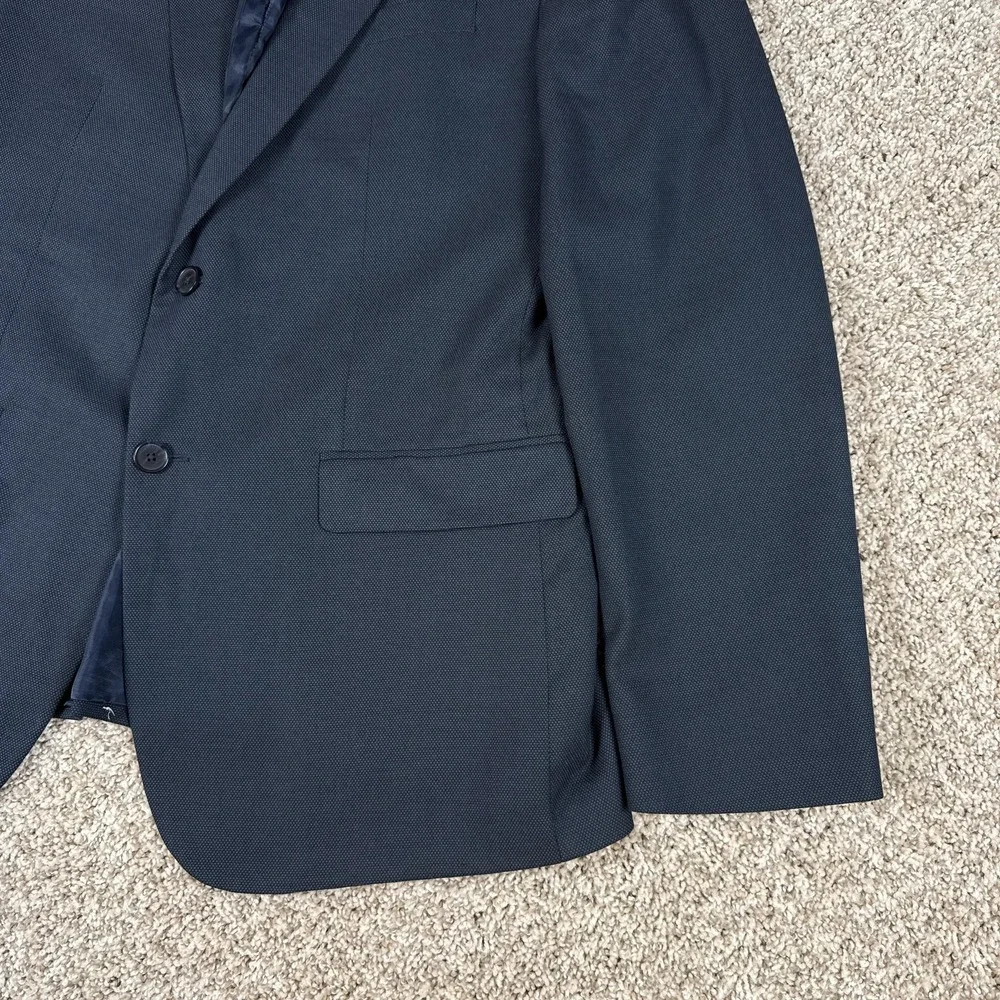 Banana Republic Blazer Mens 44R Navy‎ Blue Slim Fit Textured Two Button Lined